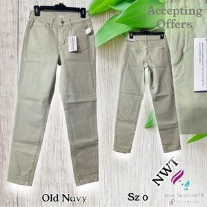 Old Navy NEW - Sz 0 - Straight high rise secret pocket pastel lime green jeans